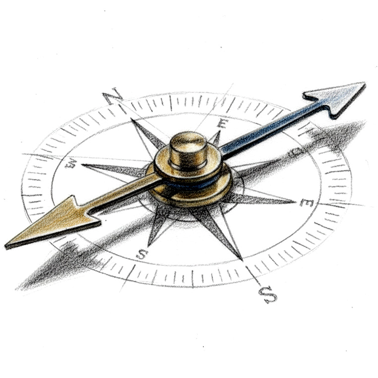 sketch of naval compass