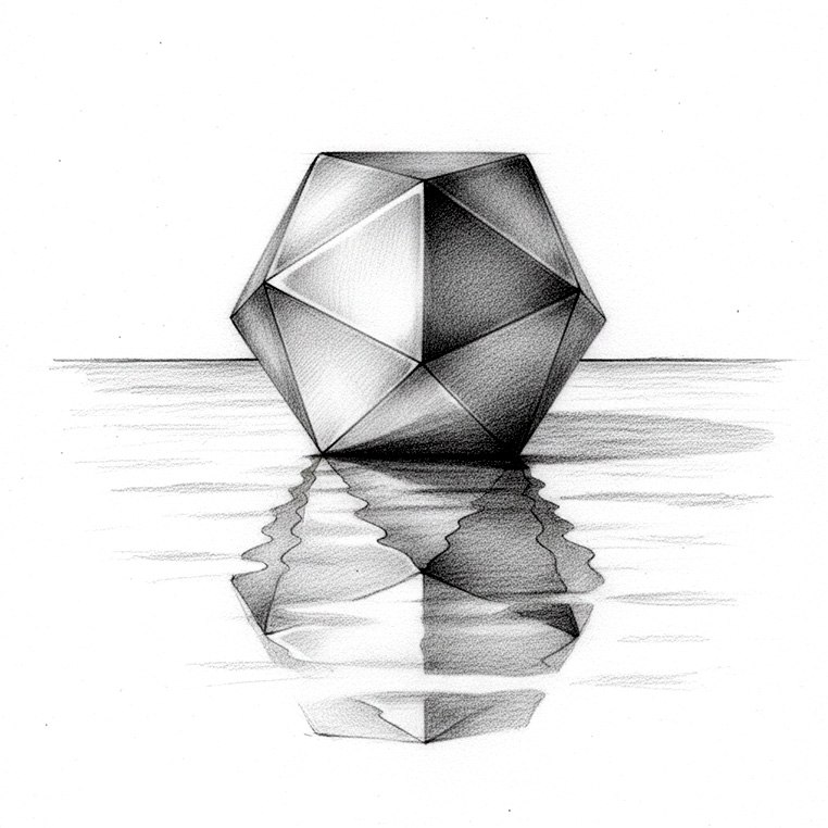 Geometric shape reflected in water
