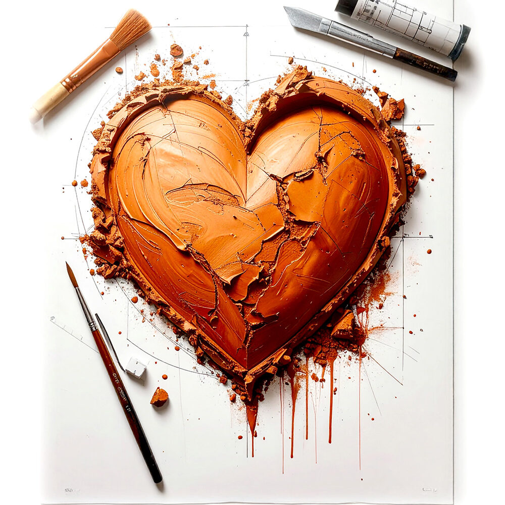 prototype heart made of clay
