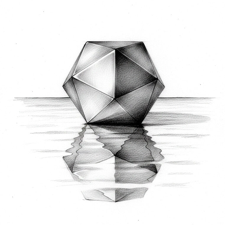 Geometric shape reflected in water