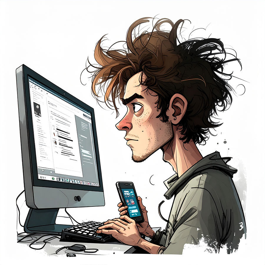 Man using technology
